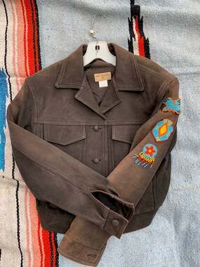 VINTAGE BILLY MARTIN LAMB LEATHER AVIATOR BOMBER FLIGHT JACKET W/ BEADED PATCHES